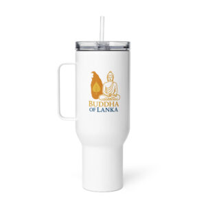 “Truth on the Move” – Travel Mug with Handle (Buddha of Lanka)